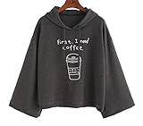 Laimeng、レディース2017コットンフード付き長袖文字プリントフード付きスウェットシャツプルオーバー M ブラック Laimeng Pro