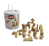 Wooden Blocks - 42 Pc Wood Buliding Block Set with Carrying Bag and Container (Natural Colored) - 10