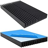 天玉堂 ヒートシンク アルミ 大型 熱伝導 両面テープ付き 熱対策 放熱 冷却 精密機器 100×60×10mm (ブラック ✕ 2点・熱伝導性両面テープ付き)