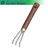 園芸用 ハンドレーキ スチール ゴールド 天然木 ミニ熊手 Garden Helper GM-4