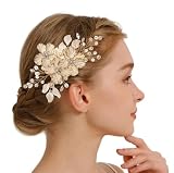 フラワー パール 花 髪 飾り ヘッド ドレス レディース ヘアピン ヘアアクセサリー 【J's select】 (ゴールド)