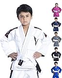 (C2, White) - Vector Sports Kids Brazilian Jiu Jitsu BJJ Gi with Free White Belt 100% Cotton Pearl Weave Kimono Ultra Lightweight Preshrunk Fabric