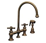 Whitehaus WHKBCR3-9101-ACO Vintage Iii 8 1/8-Inch Bridge Faucet with Long Gooseneck Swivel Spout, Cr