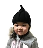 (T&A-Style) ベビー & キッズ とんがり 帽子 ニット帽 (ブラック)