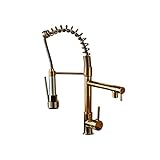 Rozin こがねいろ台所用 蛇口 混合栓 メッキ洗面台 ちゅうぼう用 じゃぐち ハンドシャワー形