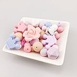 Mamimami Home 歯固め シリコーン製 授乳ジュエリー おしゃぶりホルダー　DIY ビーズ ゼント 噛がため 歯固め シリコーンバラゼント BPAフリー 「ピンク」