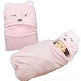 【Ani Mam Kids】かわいい クマさん ふんわり おくるみ 赤ちゃん ベビー やさしい タオルケット お祝いにも！ (ピンク)