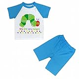 半袖パジャマ はらぺこあおむし 子供 パジャマ 寝間着 ホワイト-ブルー 100