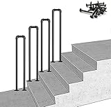 Stair U Handrail Stairs 35 Cm-100 Cm Handrail-Complete Kit Outdoor Stair Stair Railing, U-shaped Matte Black Wrought Iron Pipe Railing, Villa Garden Corridor Support Bar Stair Railing