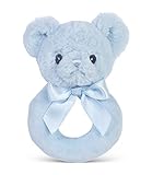 Bearington Baby Huggie Teddy Bear Plush Ring Rattle (Blue) 5.5 [並行輸入品]