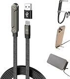 ALUBES 240W 超高速充電 USB-C & USB-C ケーブル 折りたたみ式スタンド付き 2-in-1 縦置き・横置き対応 USB-A 変換アダプタ付属/最大60W iPhone 15/16/17、Android、ノートPC対応