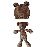 MIOIM® 特別なニット帽子と熊さんおもちゃのセット ニット帽 可愛い 手編み 毛糸 ニットキャップ 子供 赤ちゃん キッズ　帽子 男女児 秋冬　防寒　耳あて 暖かい 撮影