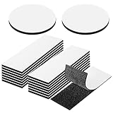 MOSSLIAN 面ファスナー 両面テープ付き 3cm×10cm 15枚＋丸型3.8cm 2枚 強力粘着テープ付 ベルクロ 着脱 簡単 強粘