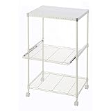 ルミナス パンチングシェルフ付ラック ポール径19mm レンジ台 幅59.5×奥行44.5×高さ94cm PS6090-3RI PS6090-3RI
