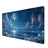 マウスパッド 月 デスクパッド 蝶 マウスパッド 大型 (800x300x4 mm) フルデスクマウスパッド ゲーミング 拡張キーボードマット ステッチエッジと滑り止めゴムベース ノートパソコン デスクマット コンピューター、オフィス、キーボード、ノートパソコン用 H-8