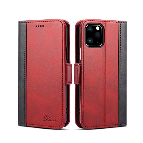 iphone11 Pro MAX ケース 手帳型 – Rssviss 11 Pro MAX アイフォン カード収納 カバー 手帳 サイドマグネット スタンド機能付き 保護力抜群 高級PUレザー レッド【6.5inch】