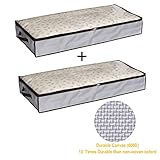 iTIDY 収納袋 プレミアム生地 ベッド下 透明窓 持ち手付き 衣類 布団用 2個セット ライトグレー