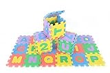 Foam alphabet文字と数字酷使Puzzle Play Mat – 非毒性4.5 X 4.5インチ正方形タイル – 72 Pieces ABC / 123s
