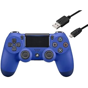 【純正品】ワイヤレスコントローラー (DUALSHOCK 4) ウェイブ・ブルー (CUH-ZCT2J12) 【Amazon.co.jp特典】CYBER PS4用コントローラー充電ケーブル3m