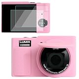 VOVMOEYA Panasonic Lumix TZ/ZS99用カメラケース スクリーンプロテクター2枚とハンドストラップ付き、DC-TZ99シリコンケース、ソフトプロテクティブ軽量,ピンク