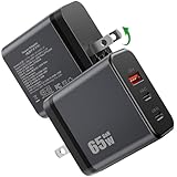 65W PD 急速充電器 USB Type c 【3台同時急速充電・折りたたみ式プラグ】USB コンセント iPhone タイプc 充電器 3ポート(USB-C*2+USB-A*1) PD3.0/QC3.0/PPS/SCP規格対応 PSE認証済 GaNIII窒化ガリウム ノートpc/iPad/iPhone16/Android/MacBookなど対応 グレー