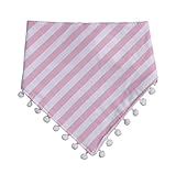 MUSTY　よだれかけ　無地　ストライプ　三角バンダナ　ベビー 　赤ちゃんのトライ スタイ　子供ビブ 柔らかい スナップ (ピンク＋白ストライプ)