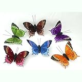 パッケージ12のリアルなLook AssortedカラーFeathered人工蝶の花柄Embellishing、工芸、Desiging B66