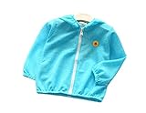 (美来Kids)子供 パーカー 男の子 女の子 キッズ ワンポイント 無地 パステルカラー 長袖 薄手 羽織り ジップアップ ファスナー フード付き (13(120), スカイブルー)