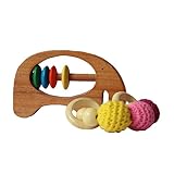 Shumee Wooden Elephant Plus布Rattleおもちゃコンボ( 0 +年 – Discoverサウンド