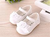 WIN  ベビー 夏 シューズ 赤ちゃん 可愛い プレゼント 軽量 履かせやすい マジックテープ ストラップ 花 新生児 フォーマル靴 (内寸12.5cm, ホワイト)