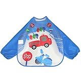 Tovadoo ベビー 食事用エプロン 長袖　キャラクター柄 EVA製　防水　水洗い簡単　出産祝い　プレゼント　七色入　40cm*41cm