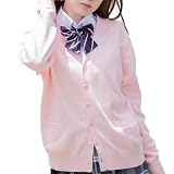 [クラッセ] スクールカーディガン 学生 制服 春夏 秋冬 通年 通学 無地 Vネック ピンク Lサイズ