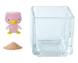 花市場直送便 ミニチュアガラス かっぱ立ち ピンク & カラーサンド ベージュ & 植え込み用グラス ニューブロックS
