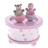 Gisela Graham Baby Girl and Bear Wooden Music Box
