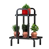 IAIZI 多層鍛鉄床立てフラワースタンド屋内バルコニーバスルームコーナーラック、55 * 44 * 24センチメートル (色 : 黒)