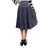 Spinas（スピナス) 今年の旬顔　マタニティ スエード調 膝丈 プリーツスカート 無地 フレアスカート 産前産後対応 妊婦服 全4色(ブラウン　グレー　グリーン　ブラック)