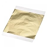 uxcell 金箔フォイルシート アートデコレーション 彫刻 絵画用 ライトゴールデンリーフペーパー 13.5 cm x 13 cm 100個