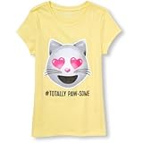THE CHILDREN'S PLACE(ザ・チルドレンズプレイス) ガールズショートスリーブキャット絵文字グラフィックティ サンダンス トップス半袖Tシャツ 10～12歳【並行輸入】