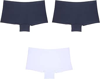 Amazon Co Jp パンティー 女性用 3 6pcsハイエラスティックプラスサイズレディースアイスシルクシームレスボクサーパンツフラットレッグパンティーコットンボトムファイル 服 ファッション小物