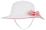 GEMVIE つば広 帽子 女の子 リボン飾り 可愛い 日焼け止め 紫外線 UVカット 麦わら ハット ひも付き キッズ帽子 ガールズ 幼稚園 お出かけ ホワイト