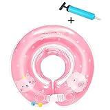 首リング うきわ 赤ちゃんのトレーニングに 子供うきわ 首浮き輪 プールやお風呂で 水遊び 調節ベルト付き (Mサイズ, ピンク)