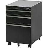 オフィスコム オフィスワゴン サイドワゴン 3段オールロック 幅395×奥行510×高さ600mm ダイヤル錠 ブラック