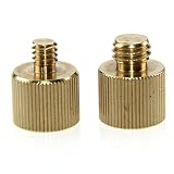 CAMVATE ネジアダプター1/4"-20メス変換 3/8"-16オス+ 3/8メス変換1/4オスネジアダプター 黄銅 2点セット