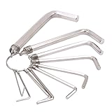 BEE&BLUE 六角レンチ セット キーリング スパナレンチセット レンチツール シルバー ステンレス鋼 L形 1.5/2./2.5/3/3.5/4/5/6/8/10mm