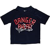 オールドネイビー(OLD NAVY)ナイトネイビーDANGER AHEADシャークプリントラッシュガード水着 6-12months 6ヶ月-12ヶ月用　70cm-80cm 紺サメスイムウェア,,日焼け
