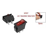 SODIAL(R)5個2ピンSPSTレッドネオンライトオン/オフロッカースイッチAC 16A/250V 20A/125V