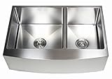 アリエル33 " x 21 " 60 / 40ダブルボウルFarmhouse Kitchen Sink