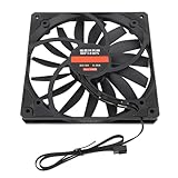140mm ケースファン、15mm 1100RPM MFDB ベアリング 140mm 4 ピン PWM ケースファン超薄型 PC 冷却ファン 12V (黒)