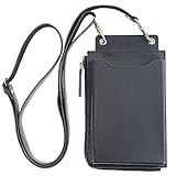 [銀座逸革工藝] ネックウォレット メンズ 本革 カードスロット 小銭入れ スマートフォンポケット付き【180日保証】 (ネイビー)