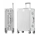 [WanderMore] スーツケース キャリーケース キャリーバッグ 機内持ち込み 大型 アルミフレーム シルバー 超軽量 大容量 耐衝撃